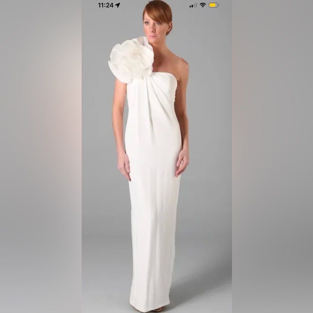 HOT Marchesa Notte Flower Embellished One Shoulder Ivory Wedding Gown Dress 1300